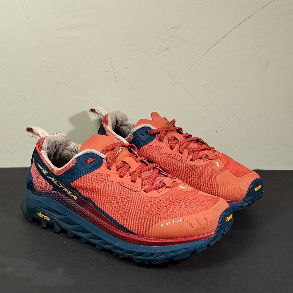Altra Olympus 4 Womens 8.5 Orange Blue Trail Running Shoes Vibram ALOA4VQW447